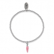 Bracciale Boule elastico con Charm Peperoncino Mini Portafortuna in Argento 925 e Smalto Rosa