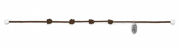 Cotton Cord Bracelet in Mocha Waxed Cotton and Sterling Silver