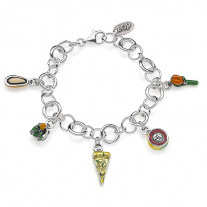 Rolo Luxury Bracelet with Liguria Charms in Sterling Silver and Enamel