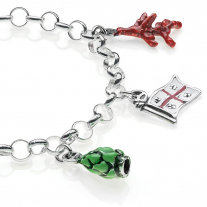 Rolo Light Bracelet with Sardinia Charms in Sterling Silver and Enamel