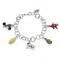 Rolo Luxury Bracelet with Sardinia Charms in Sterling Silver and Enamel