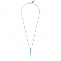 Necklace Boule 45 cm with Mini Chili Pepper Charm in Sterling Silver and Turquoise Enamel