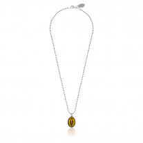 Boule Necklace 45cm with Miraculous Madonna Charm Sterling Silver and Enamel Yellow