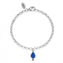 Rolò Mini Bracelet with Pinecone Charm in Sterling Silver and Blue Enamel