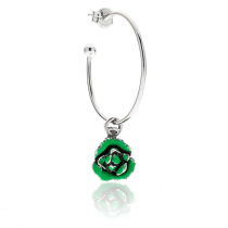 Large Hoop Single Earring with Salad Charm in Sterling Silver and Enamel
