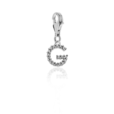 Sparkling Letter G Charm in Sterling Silver 