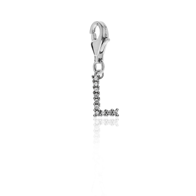 Sparkling Letter L Charm in Sterling Silver 