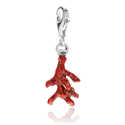 Coral Charm in Sterling Silver and Enamel