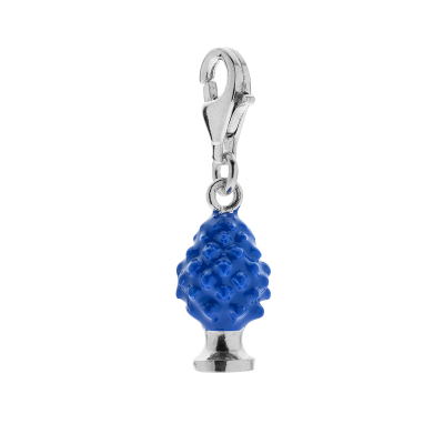 Pinecone Charm in Sterling Silver and Blue Enamel
