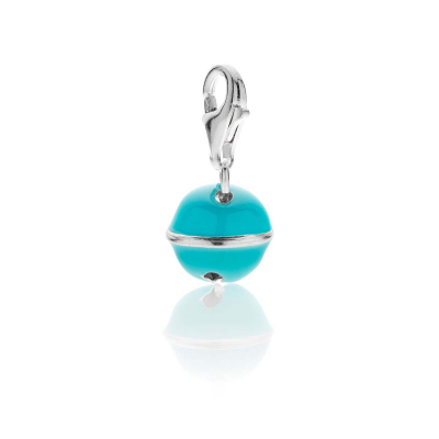 Bell Charm in Sterling Silver and Turquoise Enamel