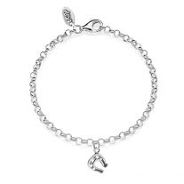 Rolo Mini Bracelet with Horseshoe Charm in Sterling Silver 