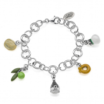 Rolo Luxury Bracelet with Puglia Charms in Sterling Silver and Enamel
