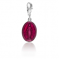 Miraculous Madonna Charm in Sterling Silver and Pink Enamel