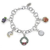 Rolo Luxury Bracelet with Lazio Charms in Sterling Silver and Enamel