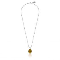 Boule Necklace 45cm with Miraculous Madonna Charm Sterling Silver and Enamel Yellow