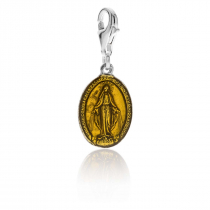 Miraculous Madonna Charm in Sterling Silver and Yellow Enamel