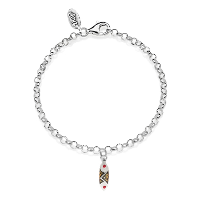 Rolo Mini Bracelet with Cannoli Charm in Sterling Silver and Enamel
