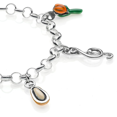 Rolo Light Bracelet with Liguria Charms in Sterling Silver and Enamel