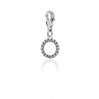 Sparkling Letter O Charm in Sterling Silver 