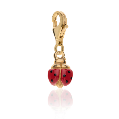 Ladybug Charm in Golden Sterling Silver and Enamel 