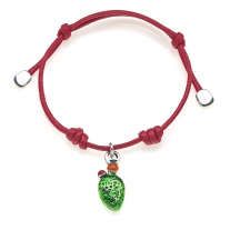 Cotton Cord Bracelet with Prickly Pear Charm in Sterling Silver and Enamel