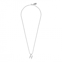 Boule Necklace 45 cm with Sparkling Letter H Charm in Sterling Silver