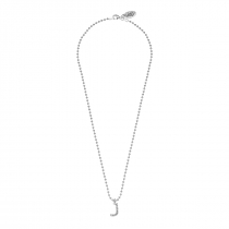 Boule Necklace 45 cm with Sparkling Letter J Charm in Sterling Silver