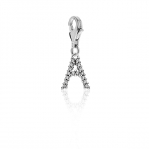Sparkling Letter A Charm in Sterling Silver 