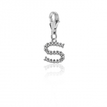 Sparkling Letter S Charm in Sterling Silver 