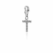 Sparkling Letter T Charm in Sterling Silver 