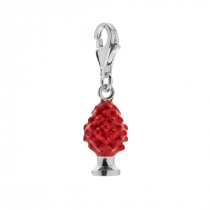 Pinecone Charm in Sterling Silver and Red Enamel