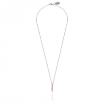 Rolo Micro Necklace 45 cm with Mini Chili Pepper Lucky Charm in Sterling Silver and Pink Enamel