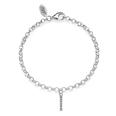 Rolo Mini Bracelet with Sparkling Letter I Charm in Sterling Silver