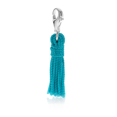 Tassel Charm in Turquoise Cotton and Sterling Silver