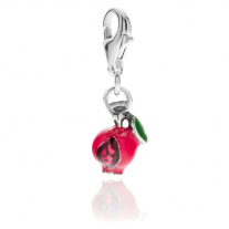 Pomegranate Charm in Sterling Silver and Enamel
