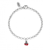 Rolo Mini Bracelet with Ladybug Charm in Sterling Silver and Enamel