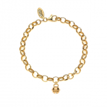 Rolo Light Bracelet with Bell Charm in Golden Sterling Silver