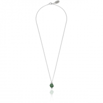 Rolo Micro 45 cm Necklace with Mini Four-Leaf Clover Charm in Sterling Silver and Enamel