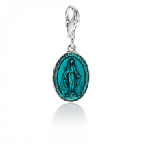 Miraculous Madonna Charm in Sterling Silver and Turquoise Enamel