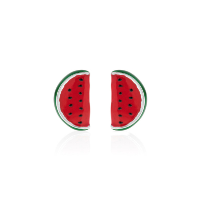 Watermelon Earrings in Sterling Silver and Enamel