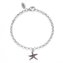 Rolo Mini Bracelet with Starfish Charm in Sterling Silver and Enamel