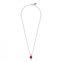 Boule Necklace 45cm with Pinecone Charm in Sterling Silver and Red Enamel 