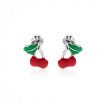 Cherry Earrings in Sterling Silver and Enamel