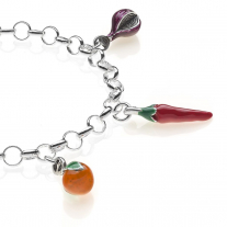 Rolo Light Bracelet with Calabria Charms in Sterling Silver and Enamel