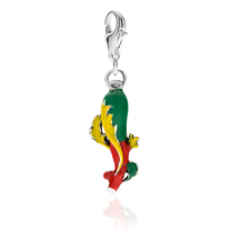 Ace of Sticks Charm in Sterling Silver and Enamel