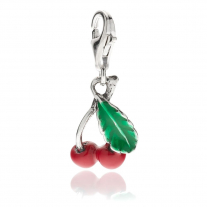 Cherry Charm in Sterling Silver and Enamel
