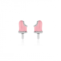 Strawberry Popsicle Earrings in Sterling Silver and Enamel