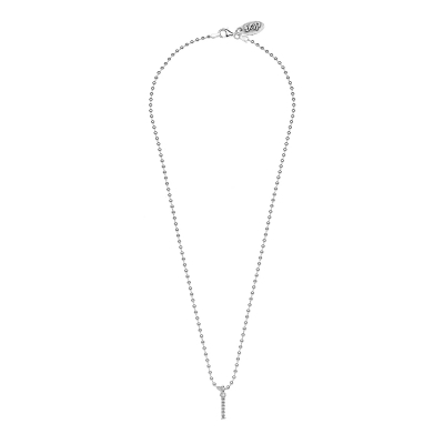 Boule Necklace 45 cm with Sparkling Letter I Charm in Sterling Silver
