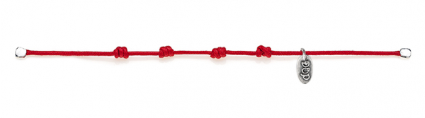 Cotton Cord Bracelet in Red Waxed Cotton and Sterling Silver