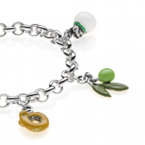 Rolo Premium Bracelet with Puglia Charms in Sterling Silver and Enamel